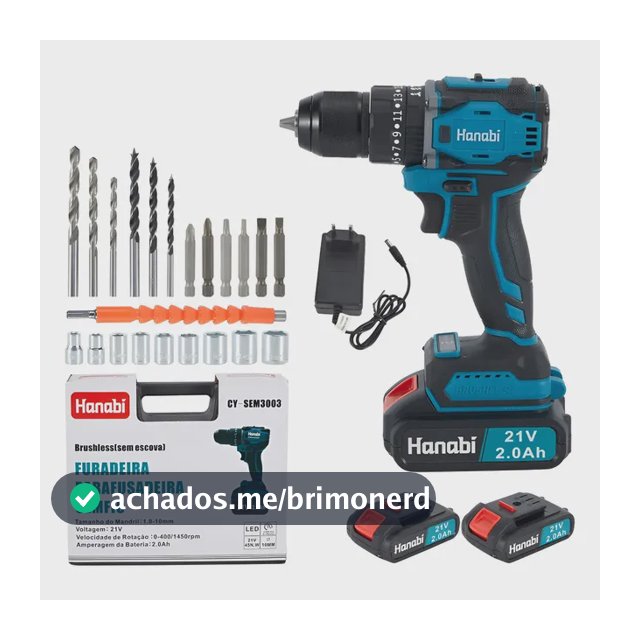 Parafusadeira Furadeira Brushless 21v 2 Baterias Portátil Cor Azul-petróleo Frequência 60hz