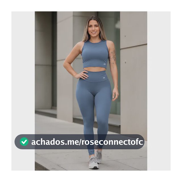 Conjunto Blackout Zero Transparência Legging E Cropped Suple Azul Jeans G