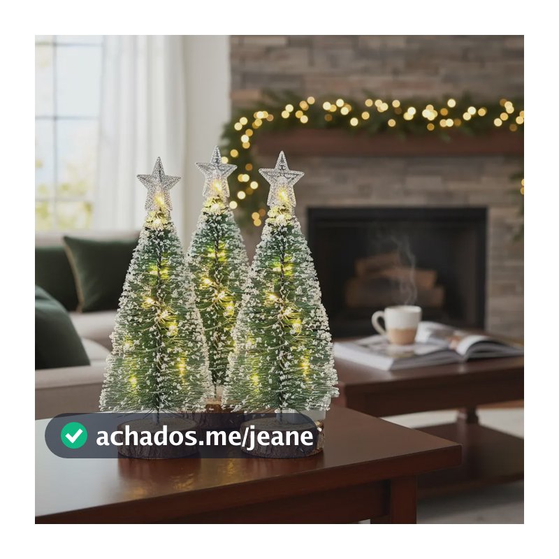 3 Mini Arvore De Natal Com Led Decoracao Natalina Luxo