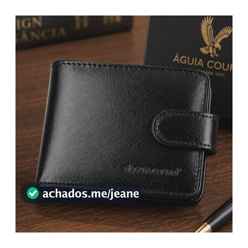 Carteira Masculina Em Couro Slim Quadrada De Bolso + Brinde Com Botão