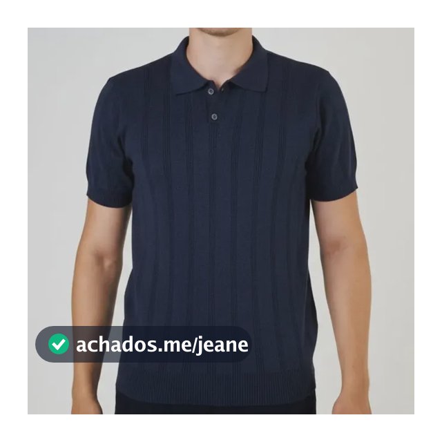 Camisa Polo Masculina Com Botão Tricô Detalhe Canelado
