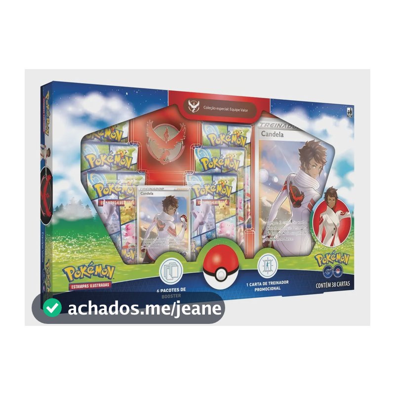 Caixa Box Cards Pokémon GO Equipe Valor Com 38 Cartas Copag