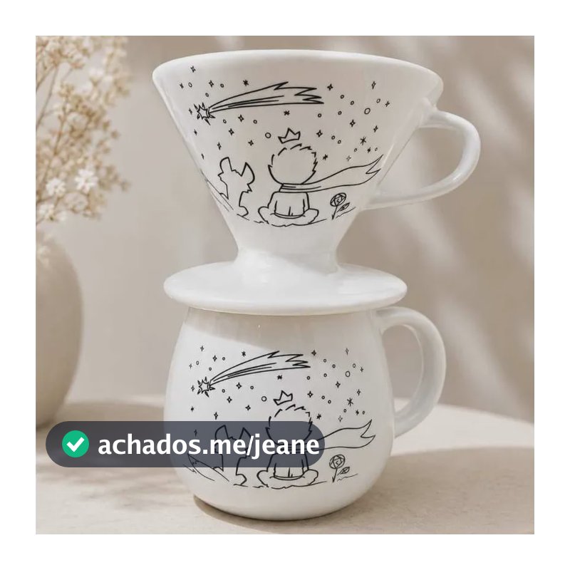 Kit Caneca 500ml Bojuda + Coador Porcelana Pequeno Principe