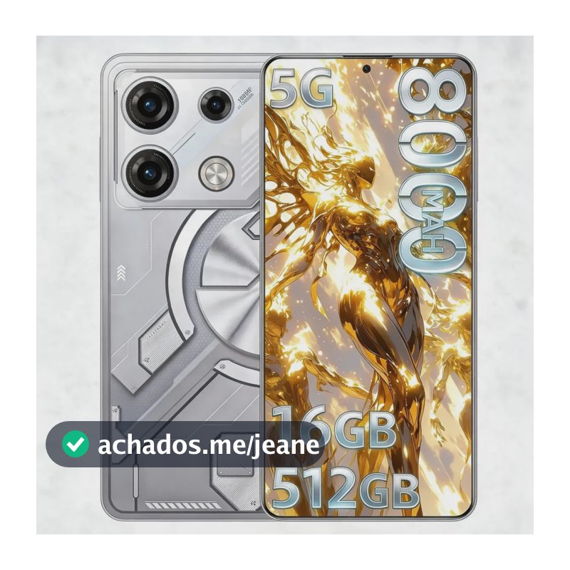 Smartphone Celular Gamer Gt10 Pro 5G 512GB ROM 16GB RAM Dimensity 9400 Android 16 Tela AMOLED 6,82 Polegadas 120Hz Câmera 108MP + 32MP Bateria 8000mAh Bluetooth 5.4, Dual SIM, Wi-Fi 6, NFC