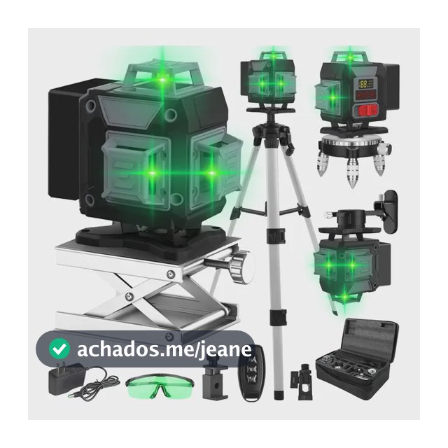 Nível Laser Verde 16 Linhas Tela Digital + Tripé 1.2m Dobevi