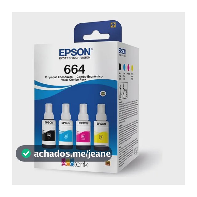 Kit Refil Tinta T664 Epson L395 L380 L375 L220 L455 Original Kit 4 Cores