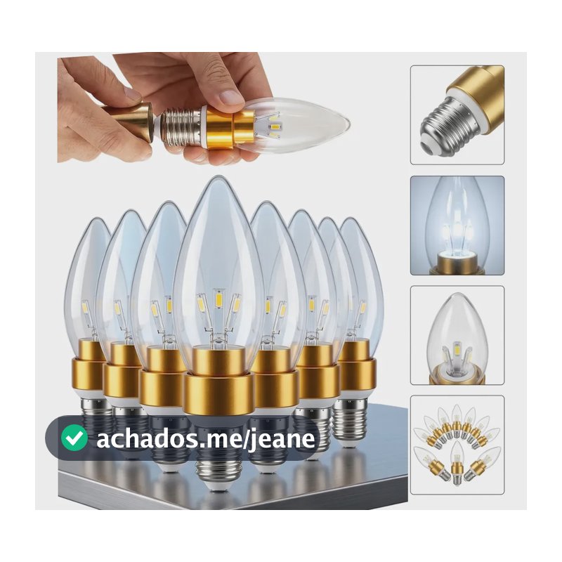 Kit 10 Lampadas Vela P/ Lustres Penteadeira Espelho Camarim 127/220v Branco-frio