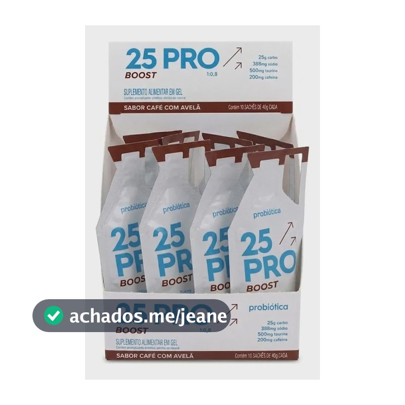 Gel 25 Pro Boost 200mg Cafeína 10 Sachês 40g Probiótica Café Com Avelã