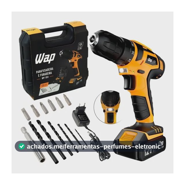 Parafusadeira Furadeira Sem Fio 12V WAP BPF 12K3 Kit Maleta