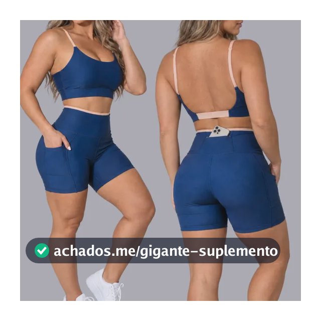 Conjunto Academia Fitness Top E Short Kit Zero Transparência Azul/areia Liso G 40/42