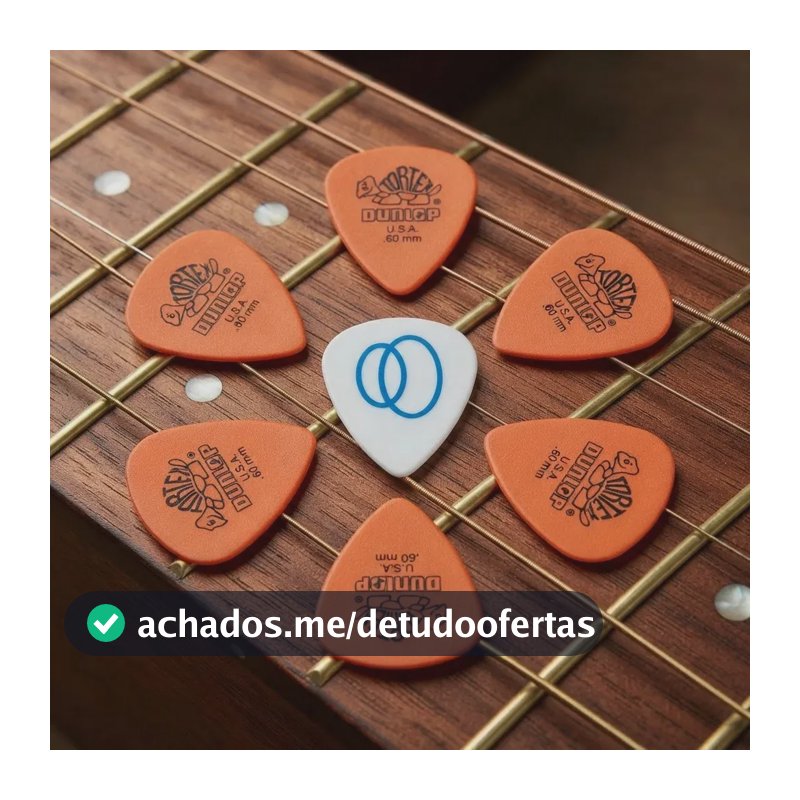 6 Palhetas Dunlop Tortex Standard .60mm cor Laranja + 1 Palheta Groover Palheta para Guitarra Violão