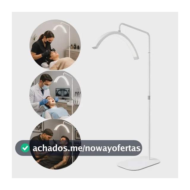 Luminária De Chão Meia Lua 3 Tons De Luz + Controle Remoto Branco