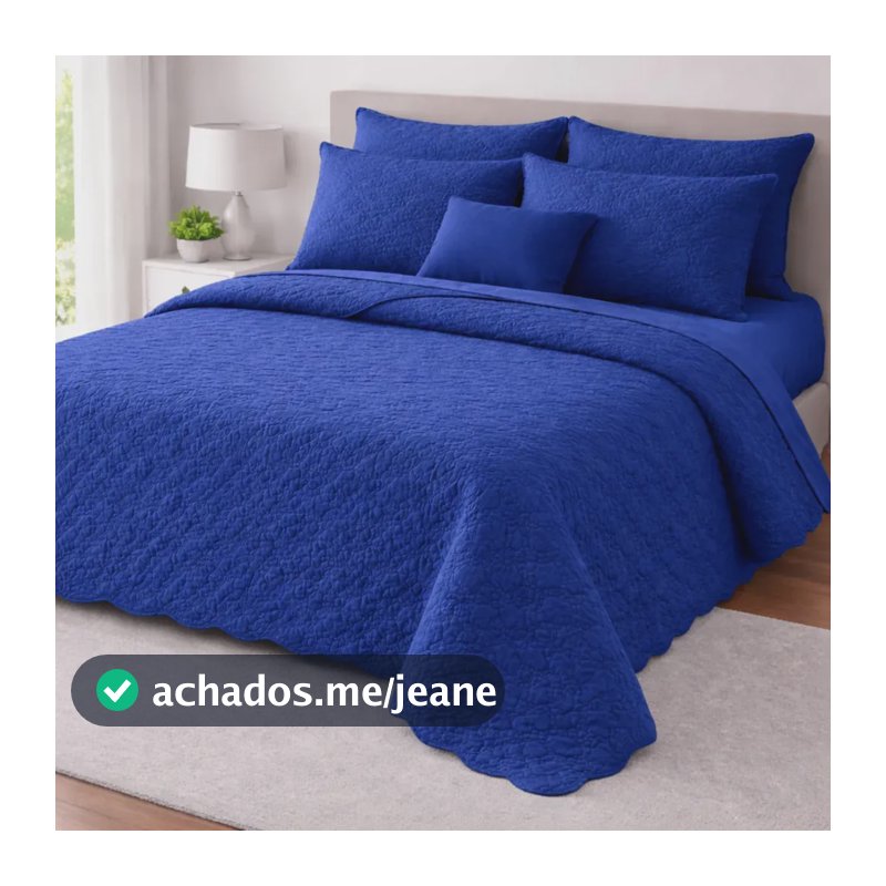 Cobre Leito Queen Matelado Dupla Face Leve Confortável Macio Azul Royal Matelado