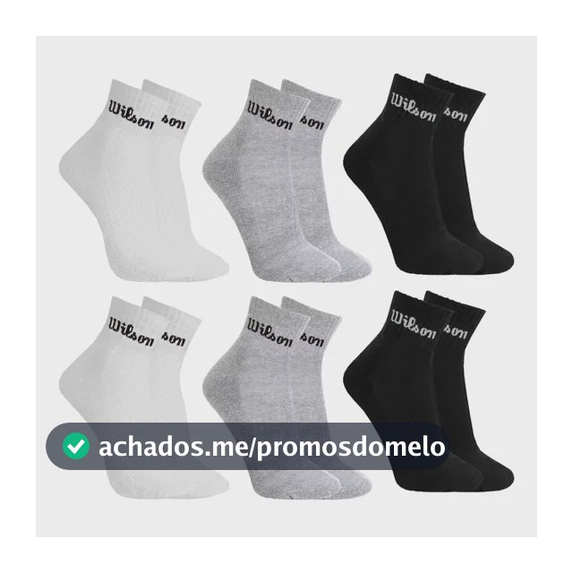 Kit 6 Pares Meias Wilson Cano Médio Masculino Adulto 38-43