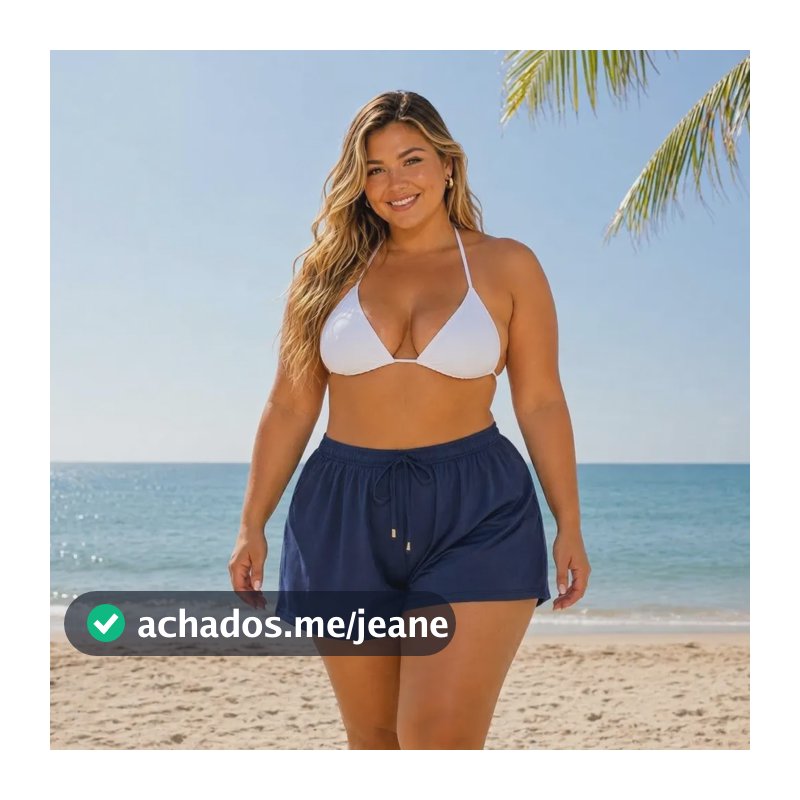Short Feminino Plus Size Saída De Praia Piscina C/ Elastano Azul-marinho G2 (48-50)