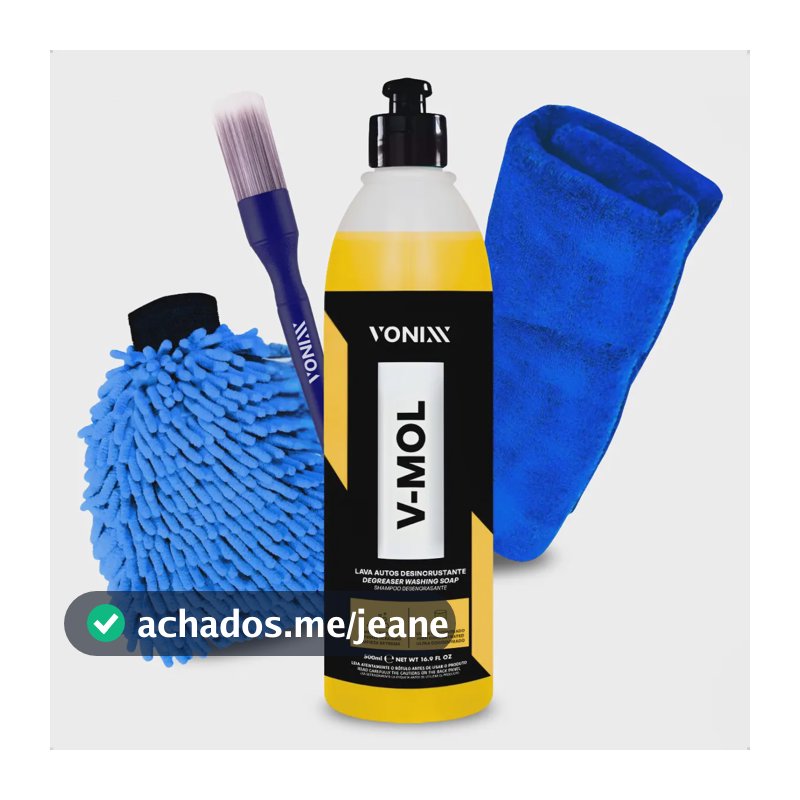 Kit Lavagem Automotiva Vonixx: Shampoo Desengraxante, Luva e Pano Microfibra