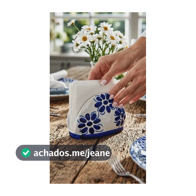 Porta Guardanapo De Mesa Em Porcelana Azul Colonial Azul