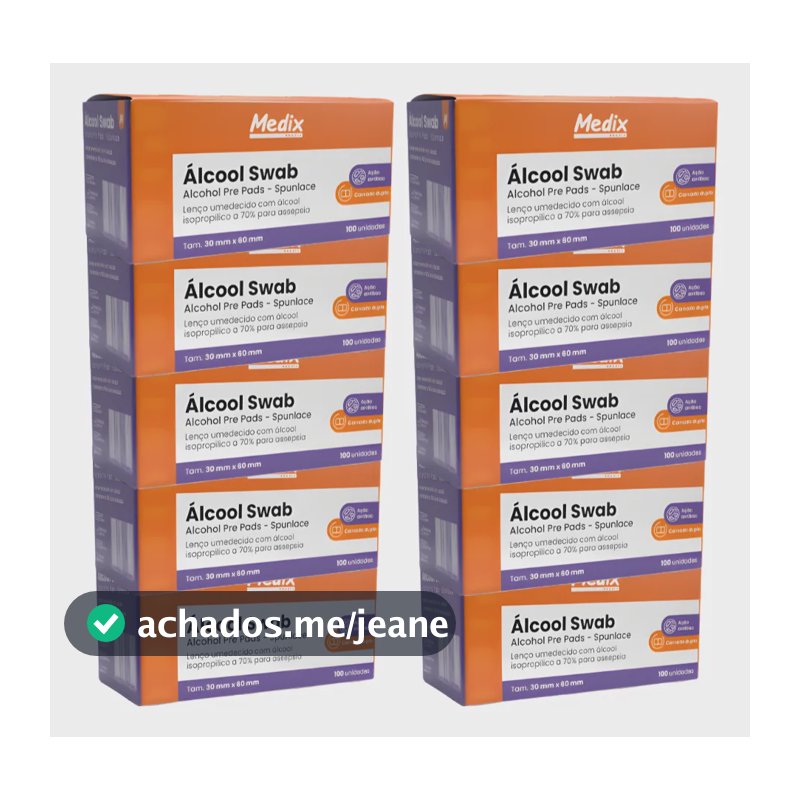 Kit 1000un Lenço Umedecido Álcool Swab 70% Assepsia Medix