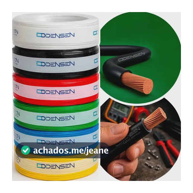 Fio Elétrico 10mm Cabo Flexível Rolo 50m Metros Anti-chamas Preto