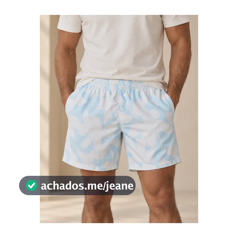 Shorts Praia Piscina King&joe Floral Tradicional Azul Claro Azul-claro 46