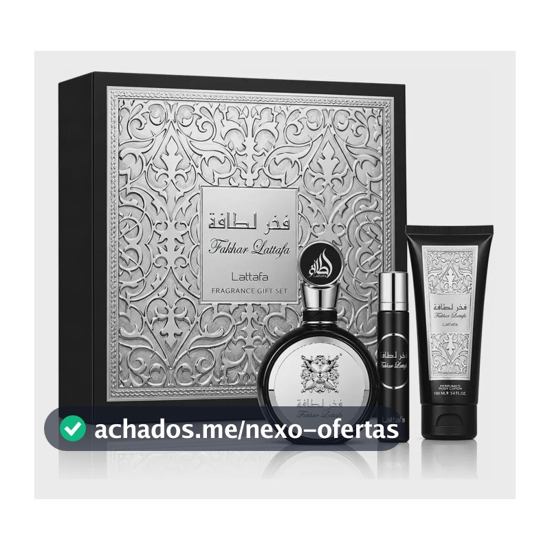 Kit Perfume Lattafa Fakhar Black Edp + Miniatura + Loção
