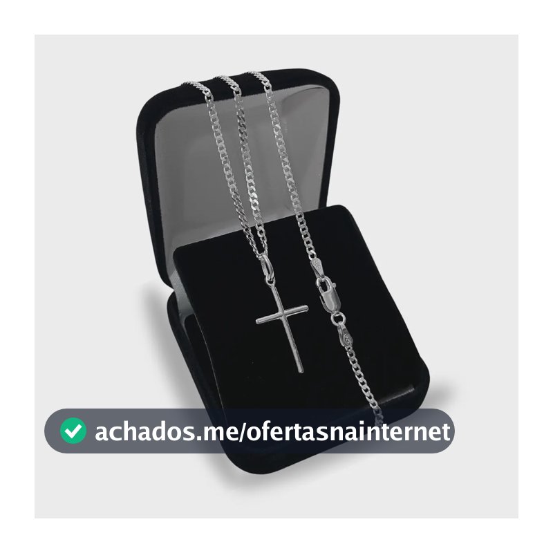 Corrente De Prata 925 Masculina Legítima Italiana + Pingente Crucifixo Cordão Correntinha Maciça Com Cruz Colar Grumet 1x1 Escamada Escama 60cm