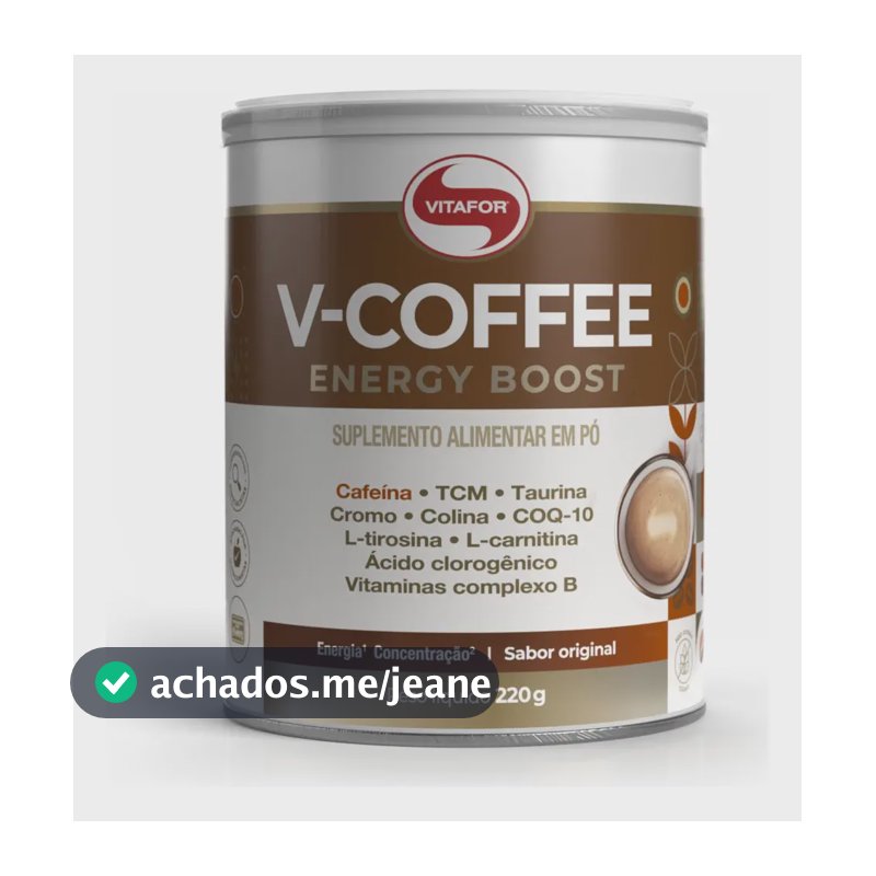 V-coffee Energy Boost Vitafor Lata 220g Sem Sabor
