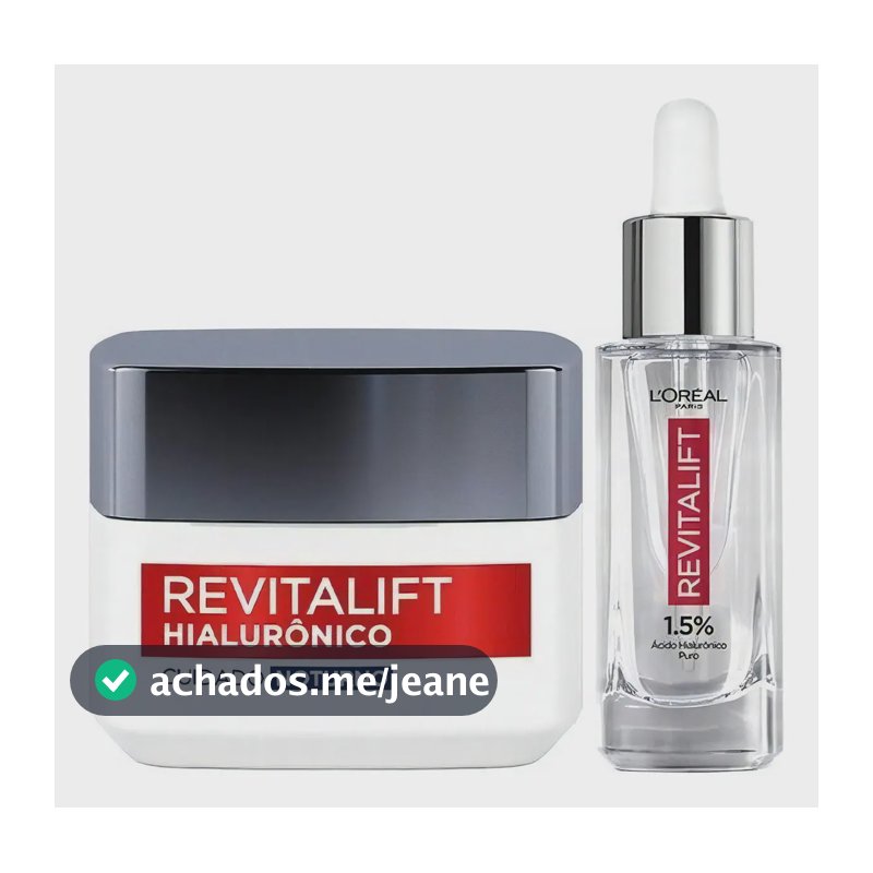 L'Oréal Paris Revitalift Hialurônico Kit Skincare Anti-Idade, com Sérum Preenchedor 30ml + Creme Facial Noturno, Ácido Hialurônico para Hidratação e Redução de Rugas 49g