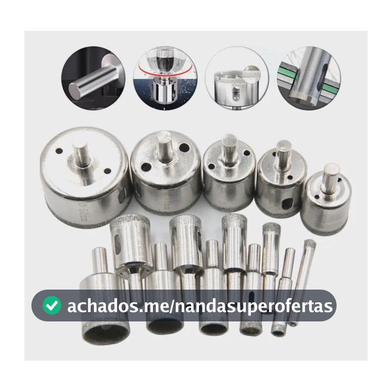 Kit 15 Pçs Brocas Copo Diamantadas Vidro Ceramica 6-50mm