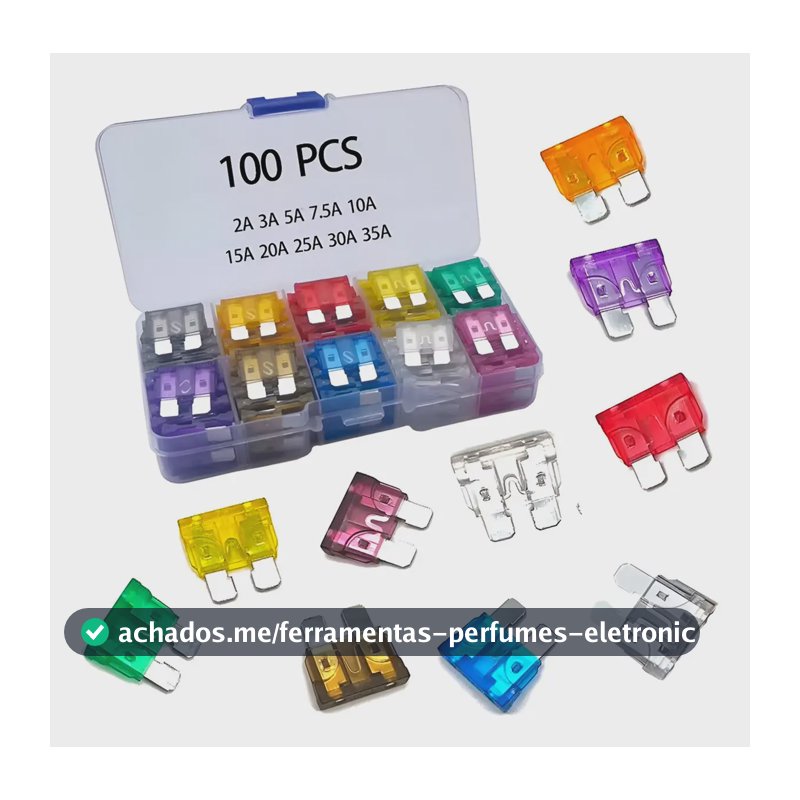 Fusível Automotivo Médio Lâmina Kit 100PCS 2A-35A Onn Smart Things