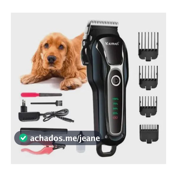 Maquininha Tosadora Sem Fio Profissional Kemei 1991 para Cachorros e Gatos