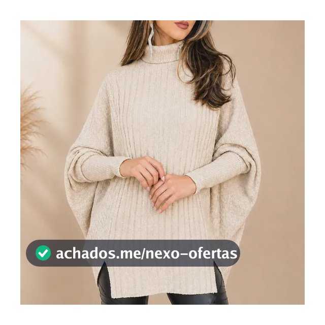 Blusa Poncho Tricot Feminino Inverno Mousse Elegante