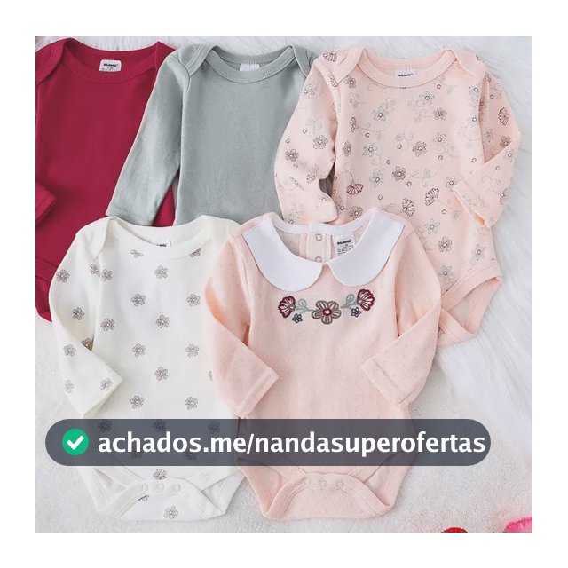 Body Bebê Menina Algodão Manga Longa Kit 5 Vermelho 9m