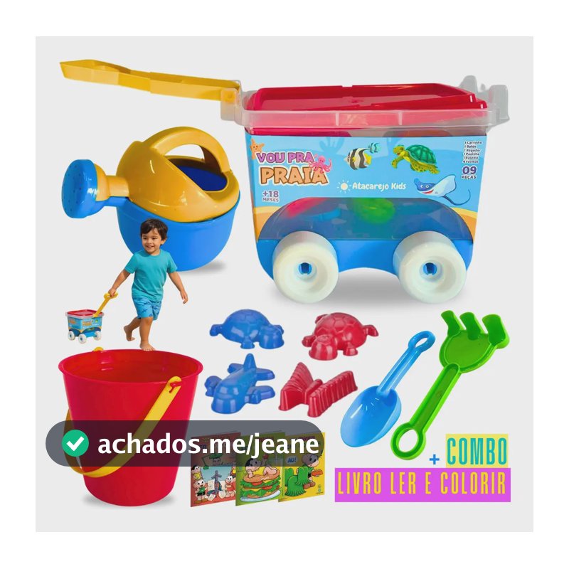 Kit Baldinho Praia Com Carrinho 9 Peças Brinquedo Infantil Criança Brincar na Areia Atacarejo Kids