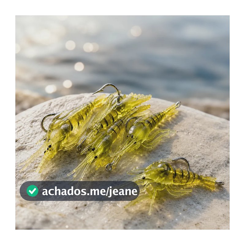 Kit 20 Iscas Camarão Artificial Pítia de Silicone 4cm para Robalo e Tucunaré
