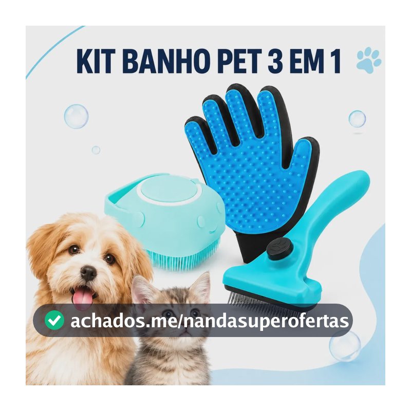 Kit Banho Pet 3 Em 1  Mais Facilidade, Menos Bagunça Azul-celeste