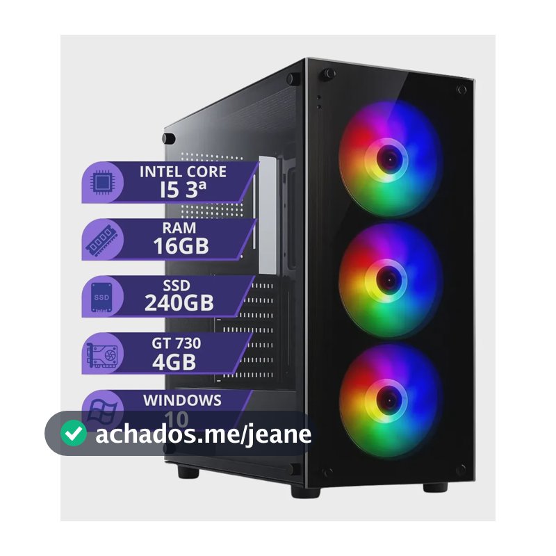 Pc Gamer Intel I5 3.2ghz Ssd 240gb 16gb Placa Vídeo 4gb 500w 16 Gb