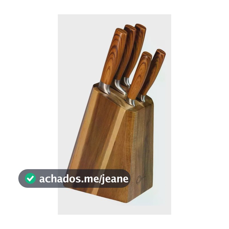Jogo De 5 Facas Oxford Com Cepo De Madeira Wood