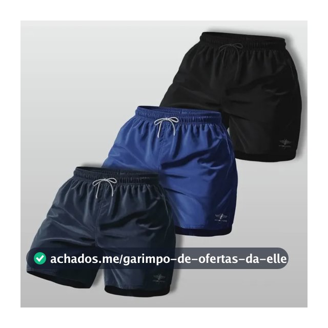 Kit 3 Shorts Bermuda Masculina Básico Mauricinho Tactel