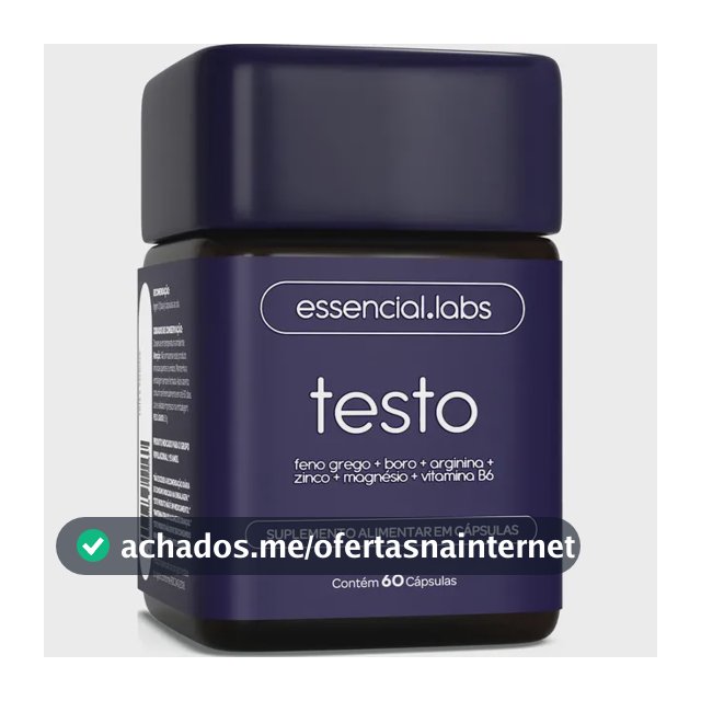 TESTO ESSENCIAL - Fórmula Exclusiva com Feno Grego + Boro + Arginina + ZMA + Vitamina B6 - 60 cápsulas