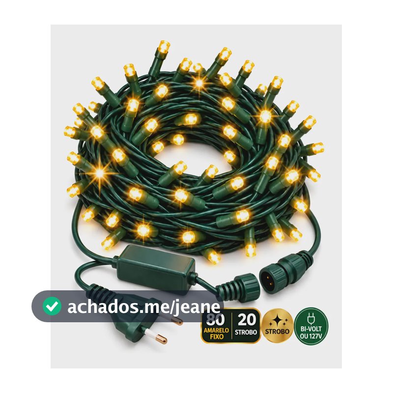 Pisca Pisca 100 Leds Strobo Natal Bivolt 10m Cordão Led Amarelo 127 220v