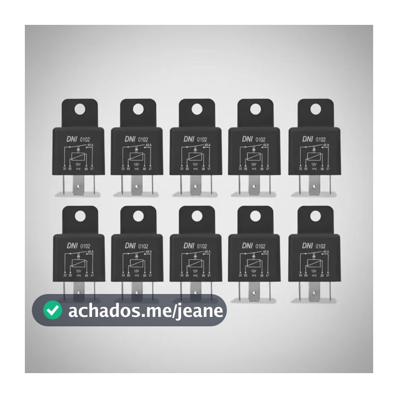 Kit 10 Rele Auxiliar Dni 0102 40a com Suporte 4 Pinos