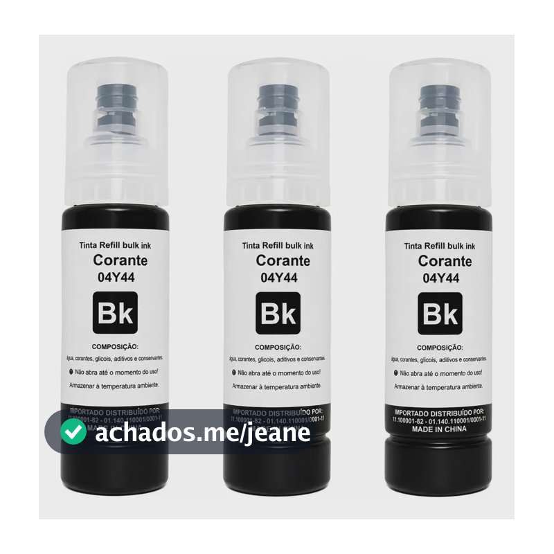 Kit 3 Tintas Para Epson L3250 L3150 L3210 L3110 L5190 T544 Preto