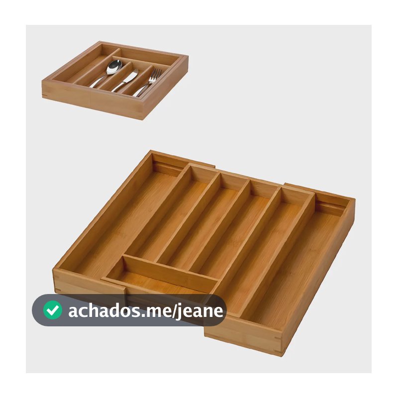 Porta Talher Extensível Organizador Bambu 7 Divisórias Facas