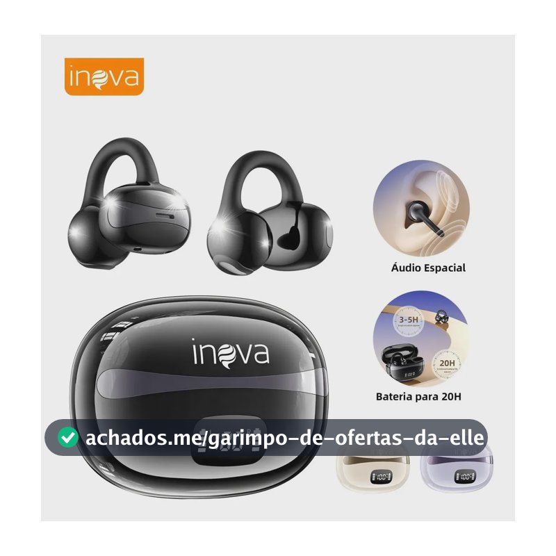 Fone De Ouvido Ows Inova Cases Sem Fio Condução Óssea Bluetooth com Microfone Hifi Esportivo 72h Bateria Ipx7 Prova D'água E Suor Enc Cancelamento Ruído Esportivo Bluetooth 6.0