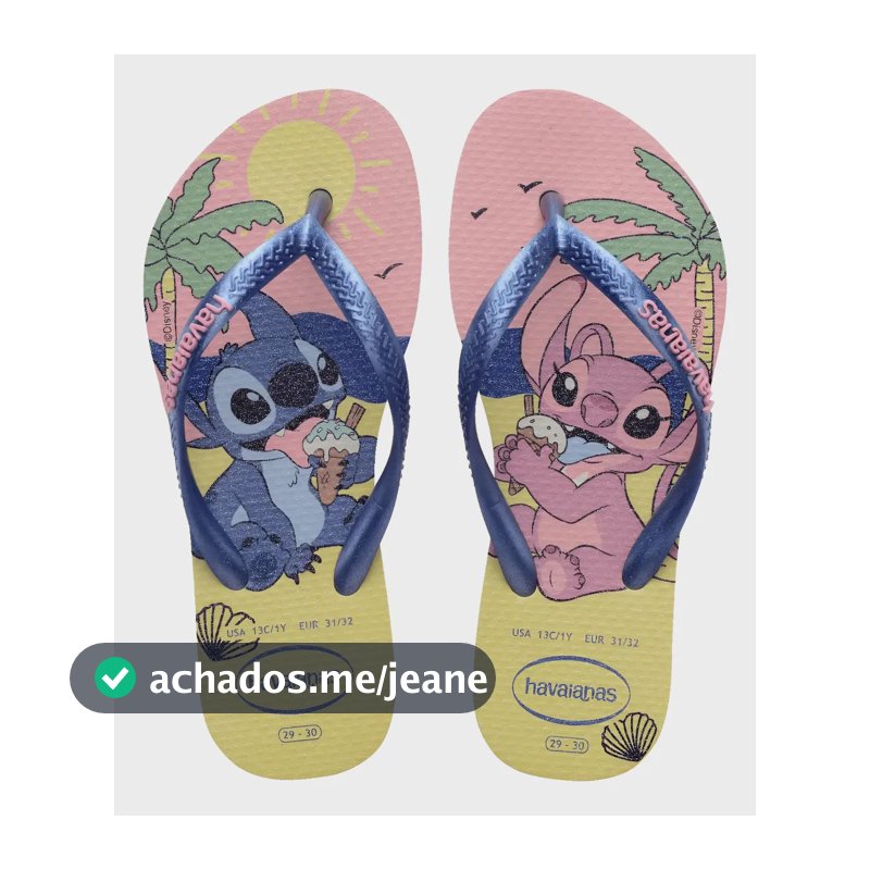 Chinelo Havaianas Slim Stitch Disney Kids Glitter Infantil Buttercream Lilo E Stitch Disney 27/28