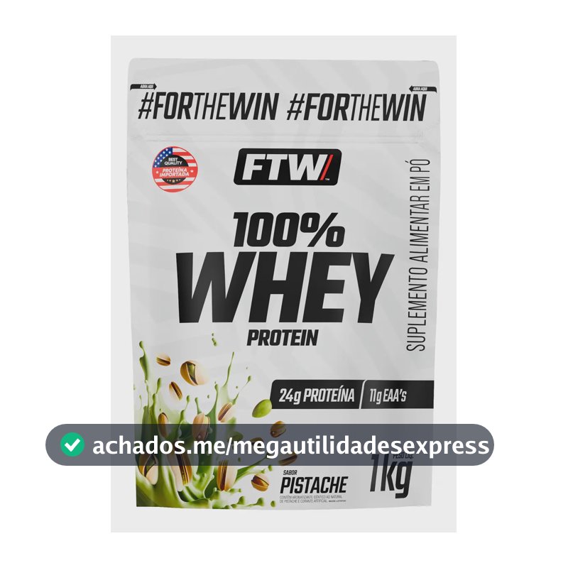 Whey Protein 100% Concentrado Refil 1kg Sabor Pistache - FTW