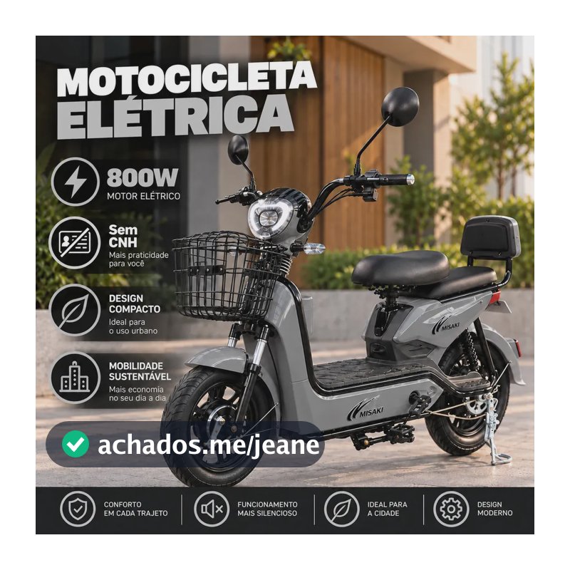 Motocicleta Eletrica Bike Bicicleta Moto Scooter Mobilidade 800W Sem CNH Cor Cinza
