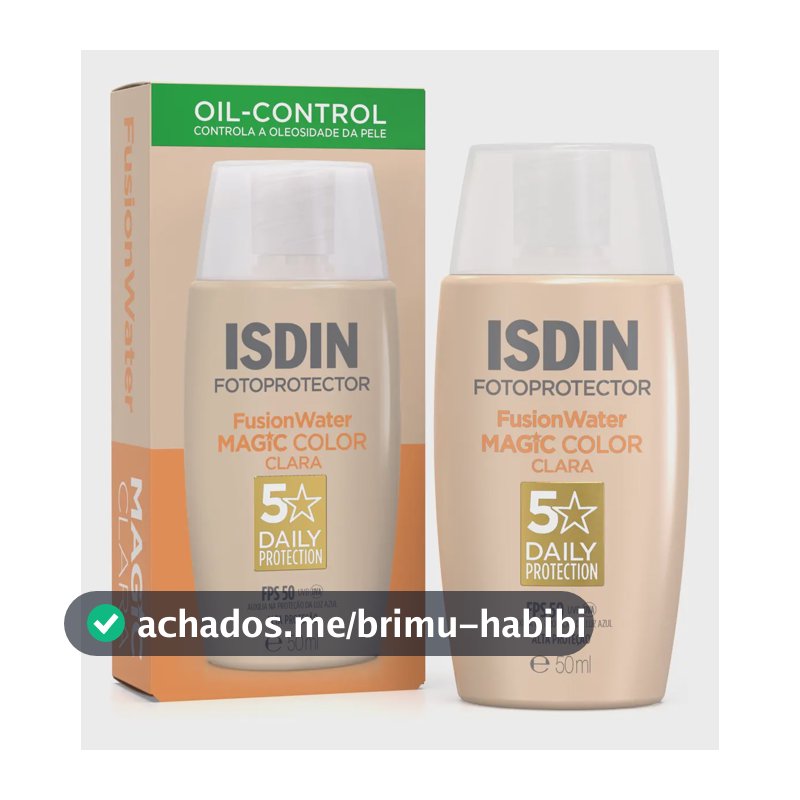ISDIN Protetor Solar Facial Fusion Water Magic Color FPS 50 – Cor Clara - 50ml