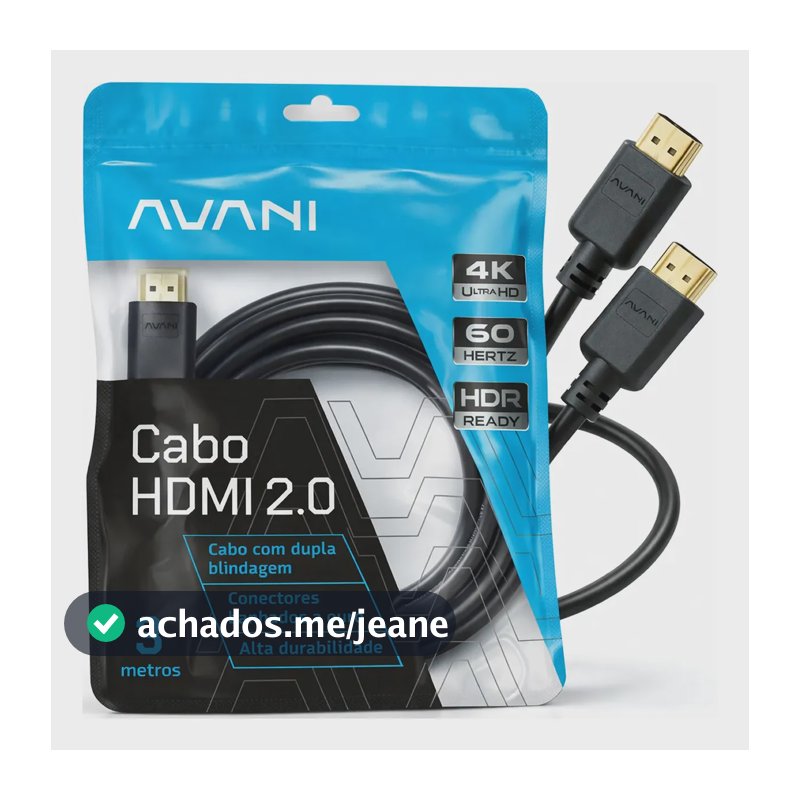 Cabo HDMI 3m Reforçado Dupla Blindagem Alta Durabilidade Versão 2.0 4K Ultra HD HDR ARC CEC Ethernet Conector Banhado a Ouro 3 metros